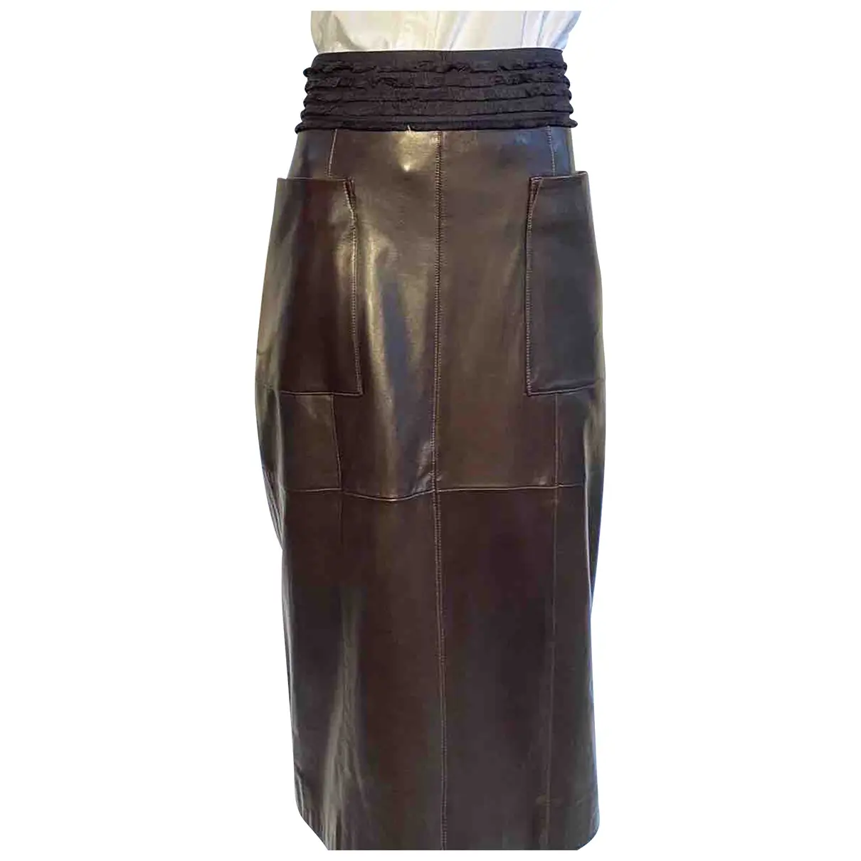 Leather mid-length skirt Amanda Wakeley