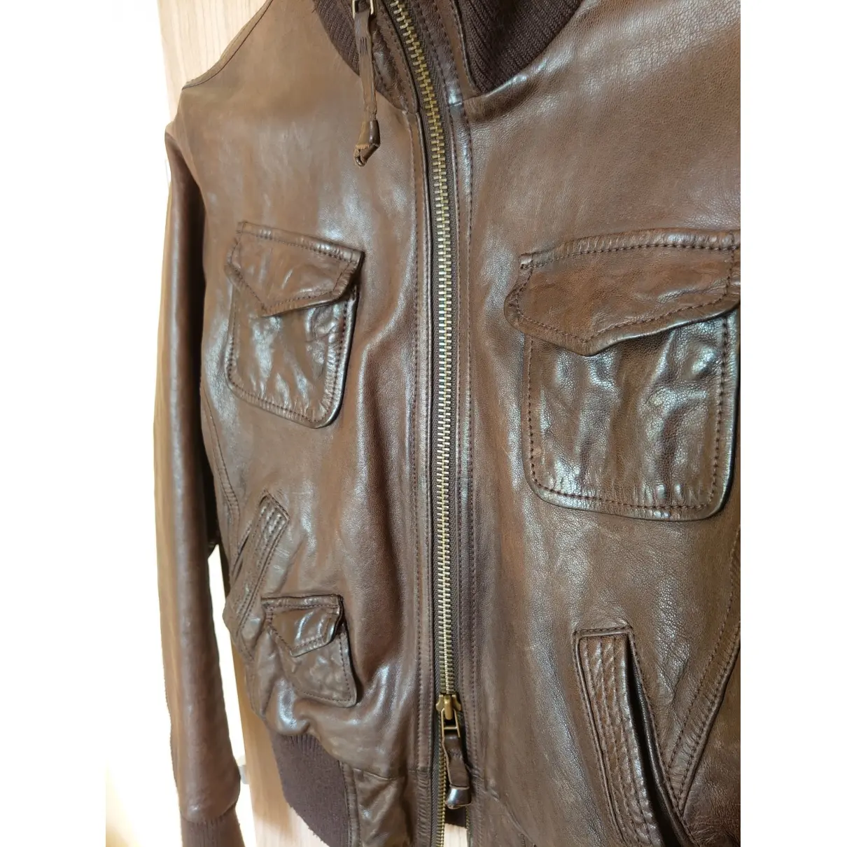 Leather biker jacket Armani Jeans - Vintage