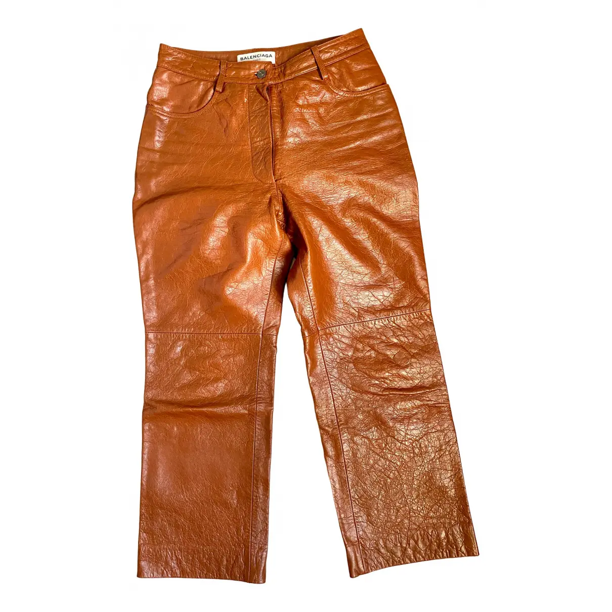Leather straight pants Balenciaga