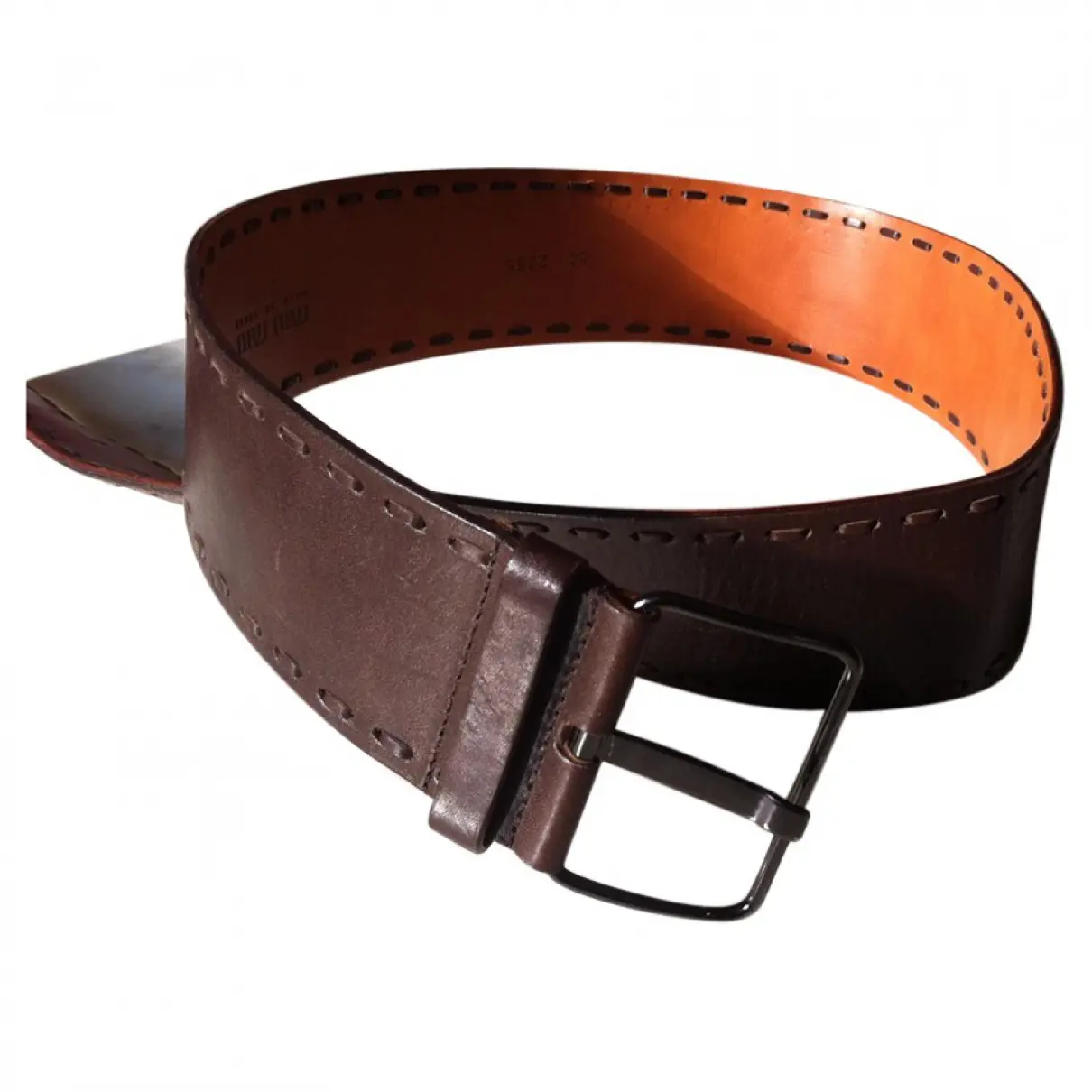 Brown Leather Belt Miu Miu