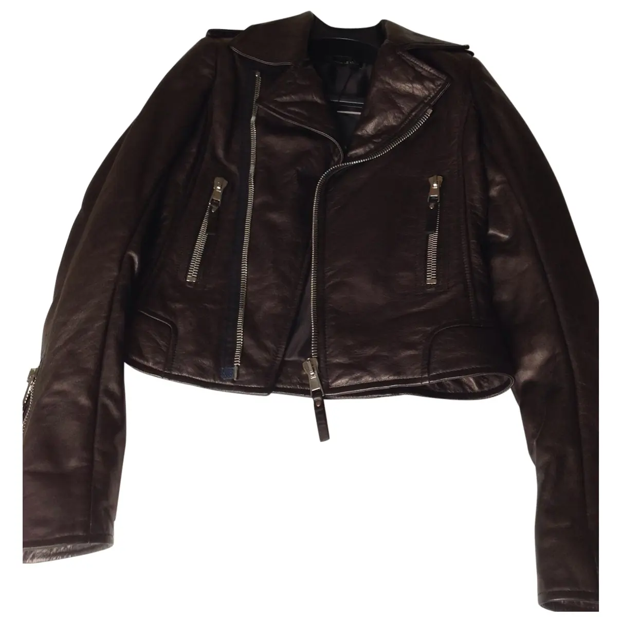 Brown Leather Biker jacket Balenciaga