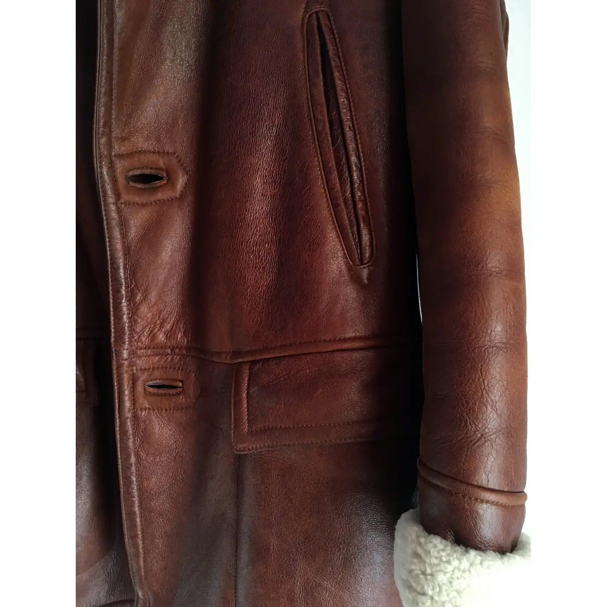 Leather peacoat Brooksfield - Vintage