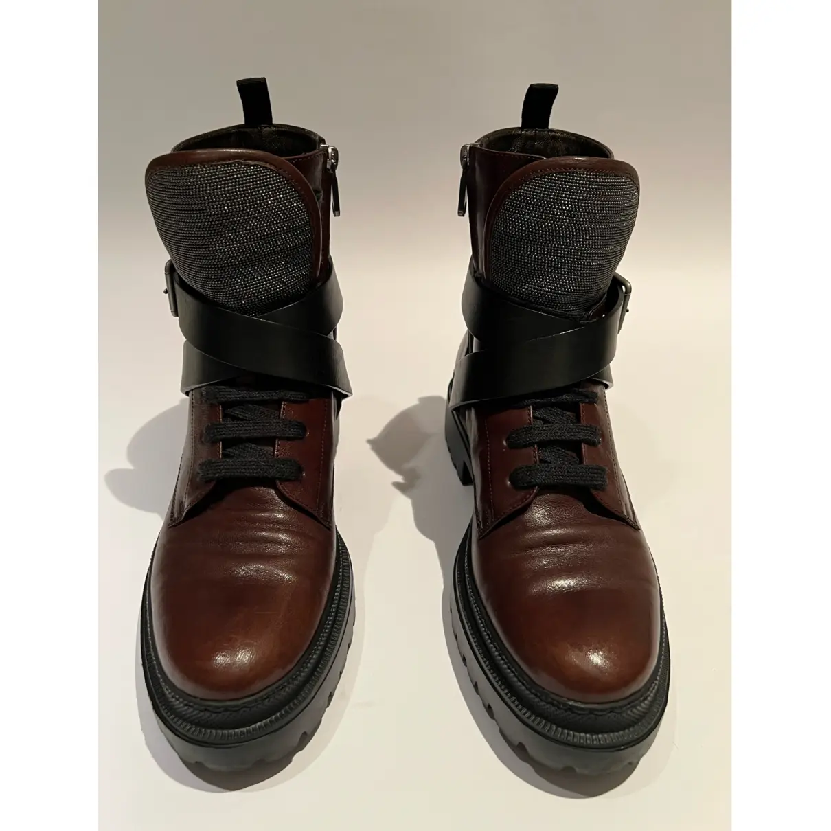 Leather lace up boots Brunello Cucinelli