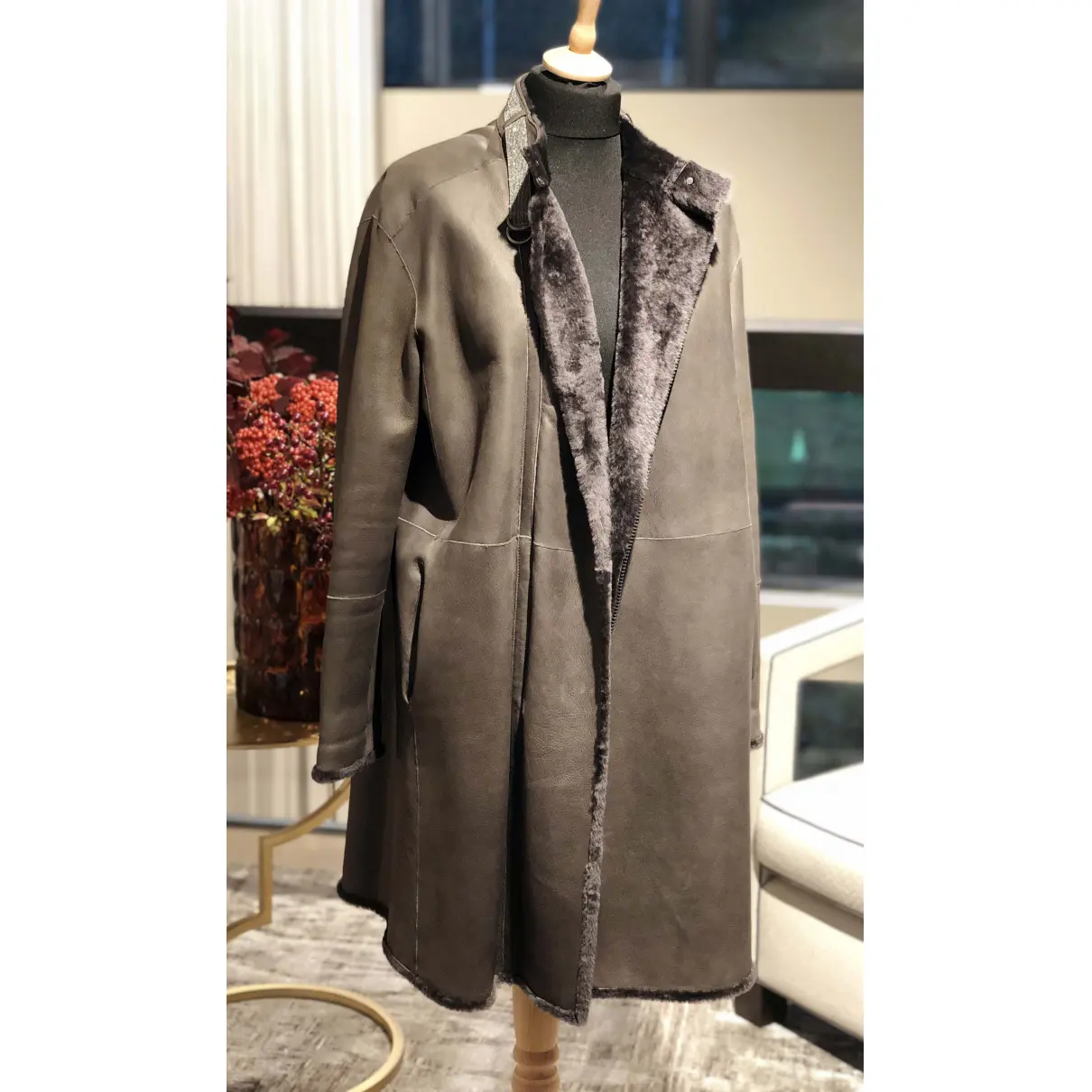 Leather coat Brunello Cucinelli