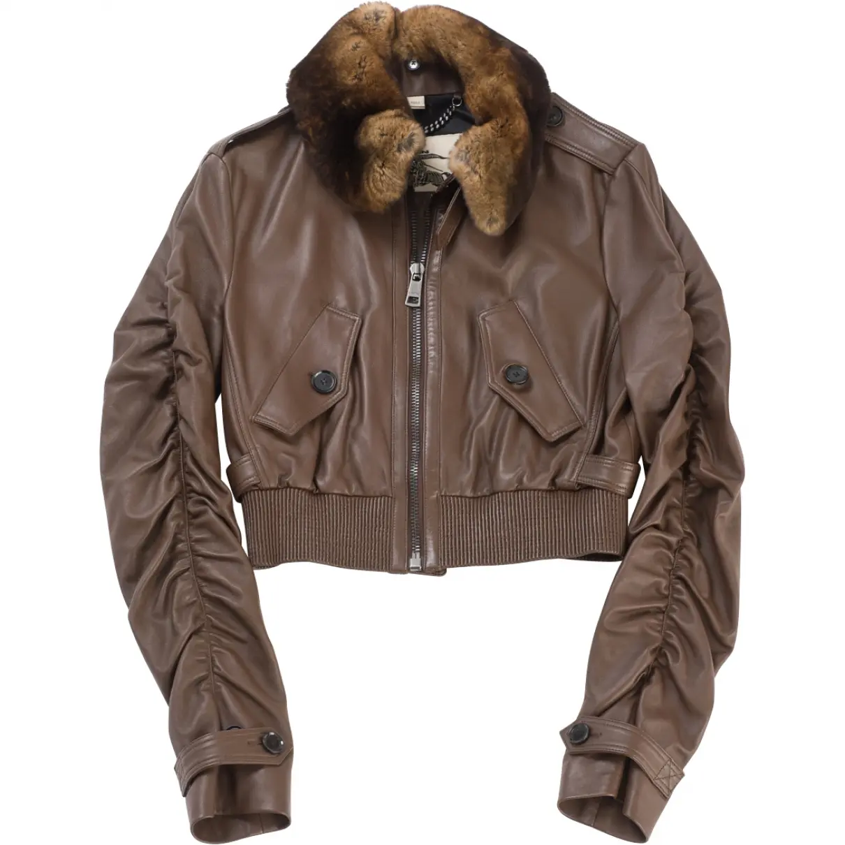 Brown Leather Biker jacket BURBERRY PRORSUM