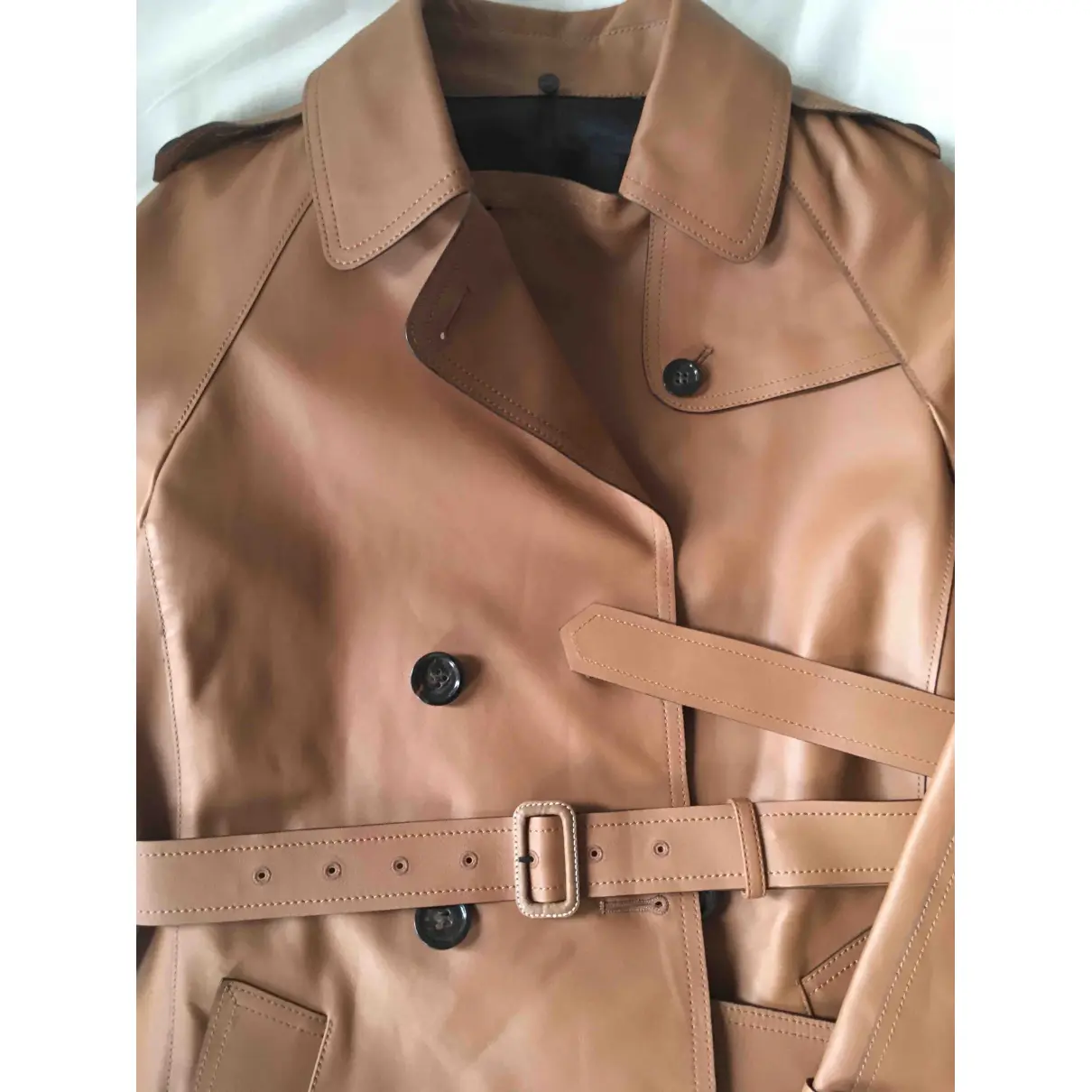 Leather trench coat Coach