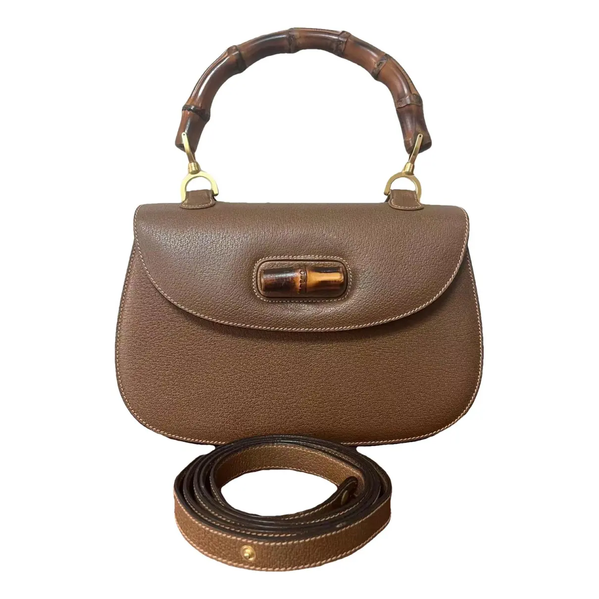 Convertible Bamboo Top Handle leather handbag