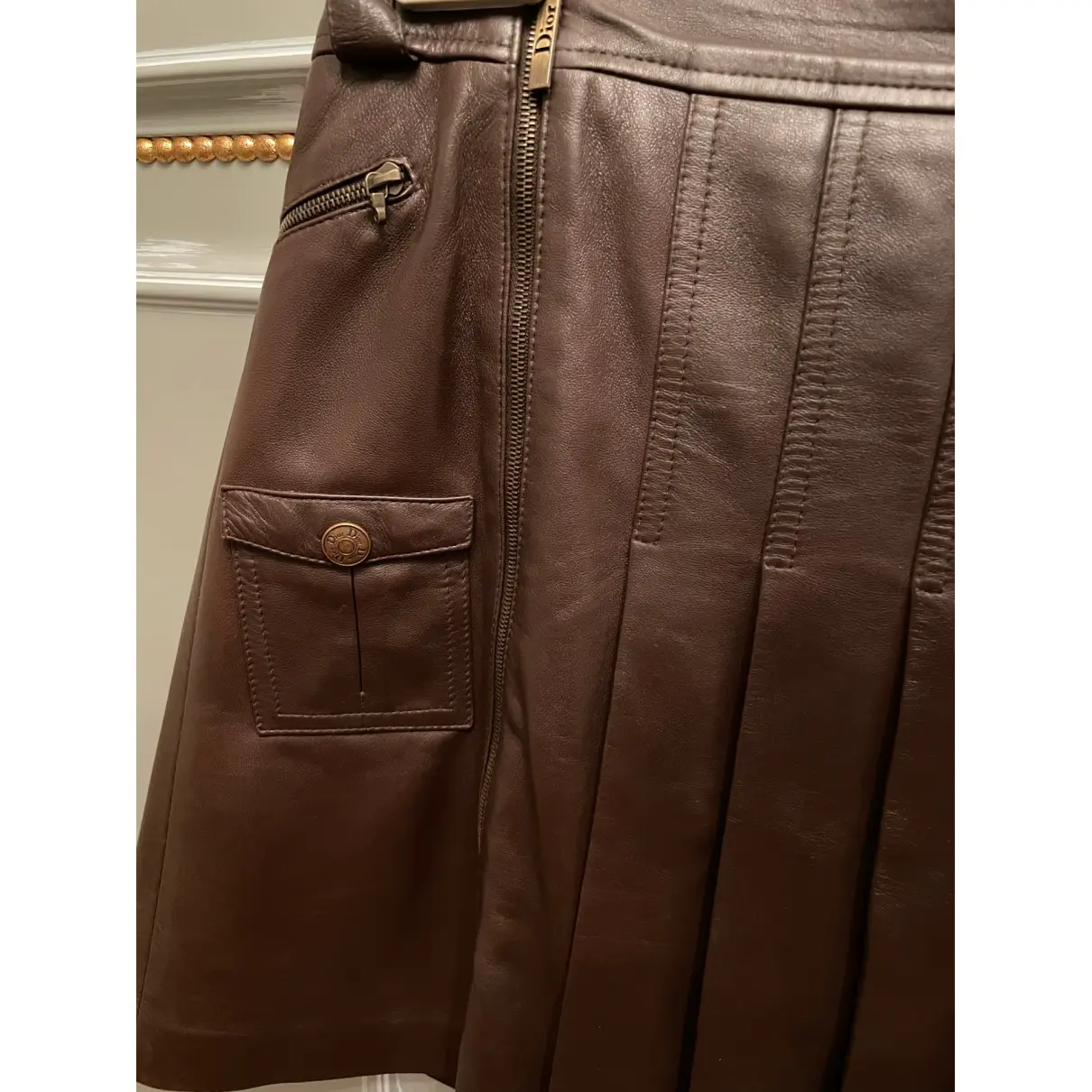 Leather mini skirt Dior - Vintage