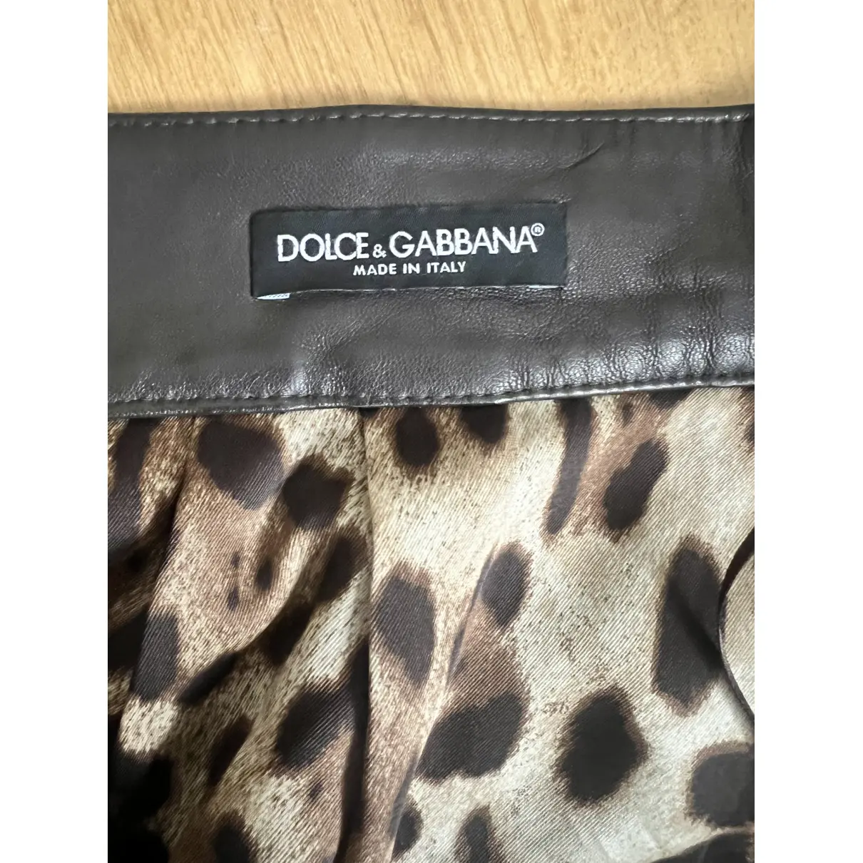 Buy Dolce & Gabbana Leather mid-length skirt online