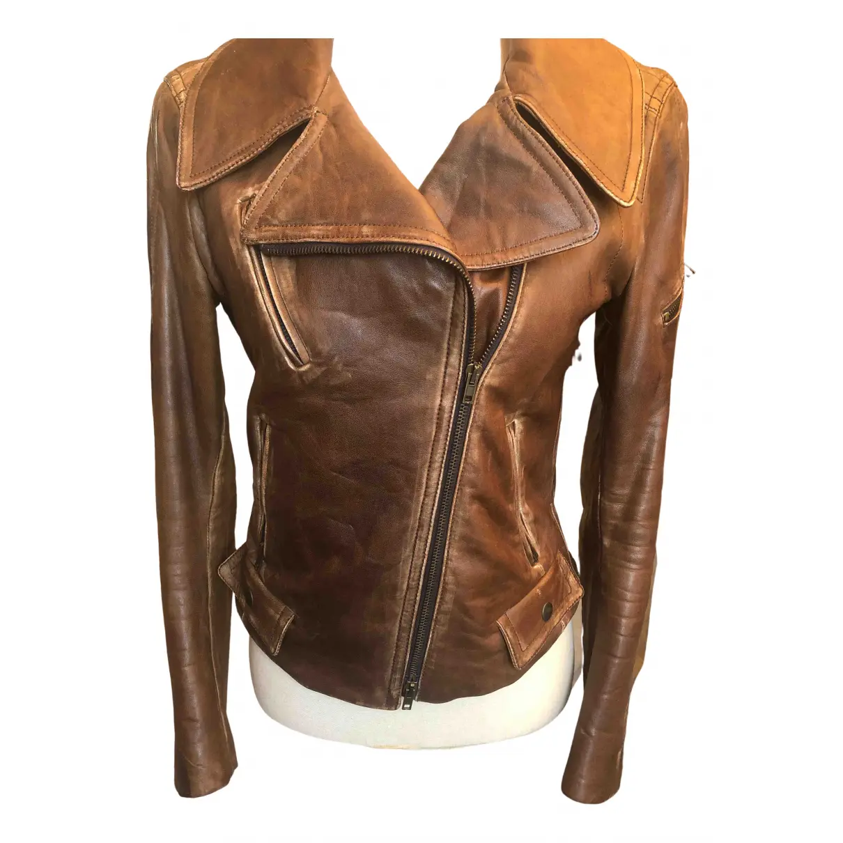 Leather biker jacket Donna Karan