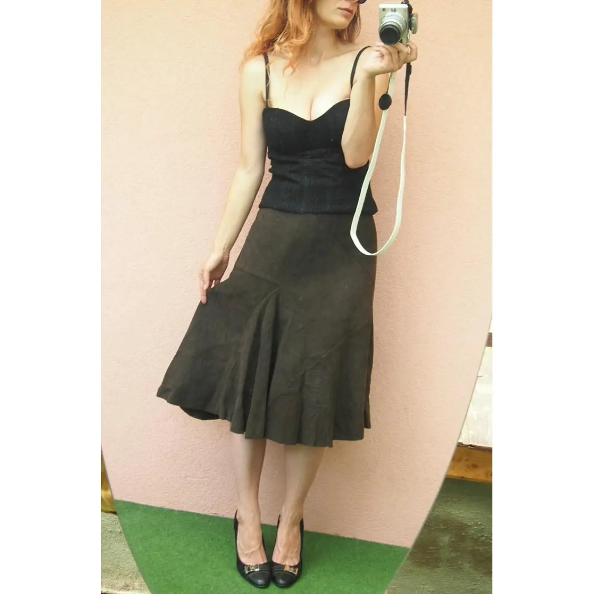 Leather mid-length skirt Donna Karan