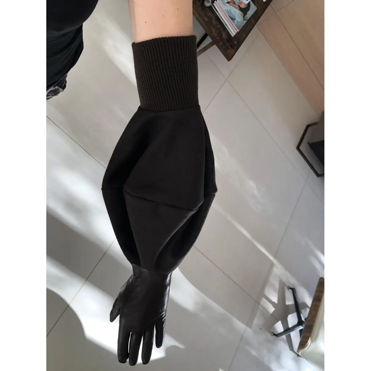 Leather long gloves Emporio Armani