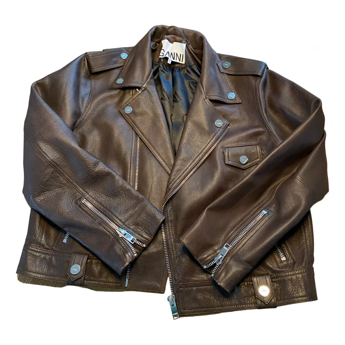 Fall Winter 2019 leather biker jacket Ganni