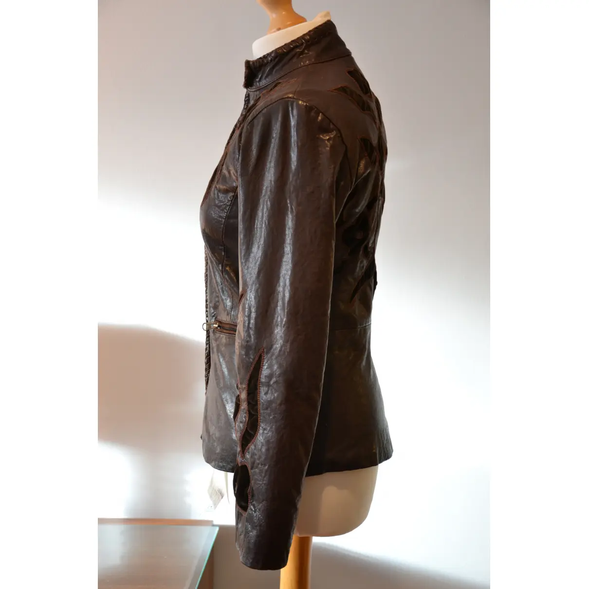 Leather biker jacket Femme by Michele Rossi
