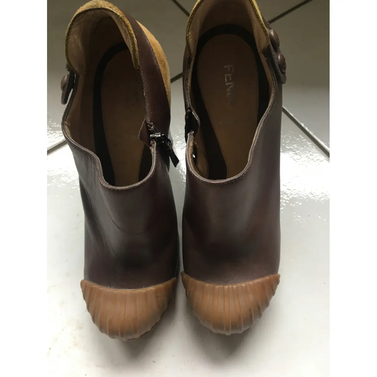 Leather ankle boots Fendi - Vintage