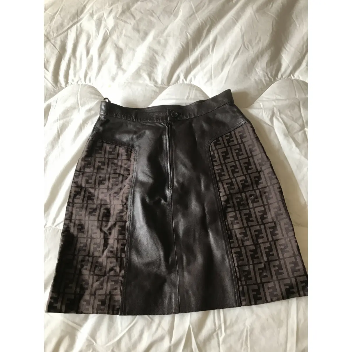Leather mid-length skirt Fendi - Vintage