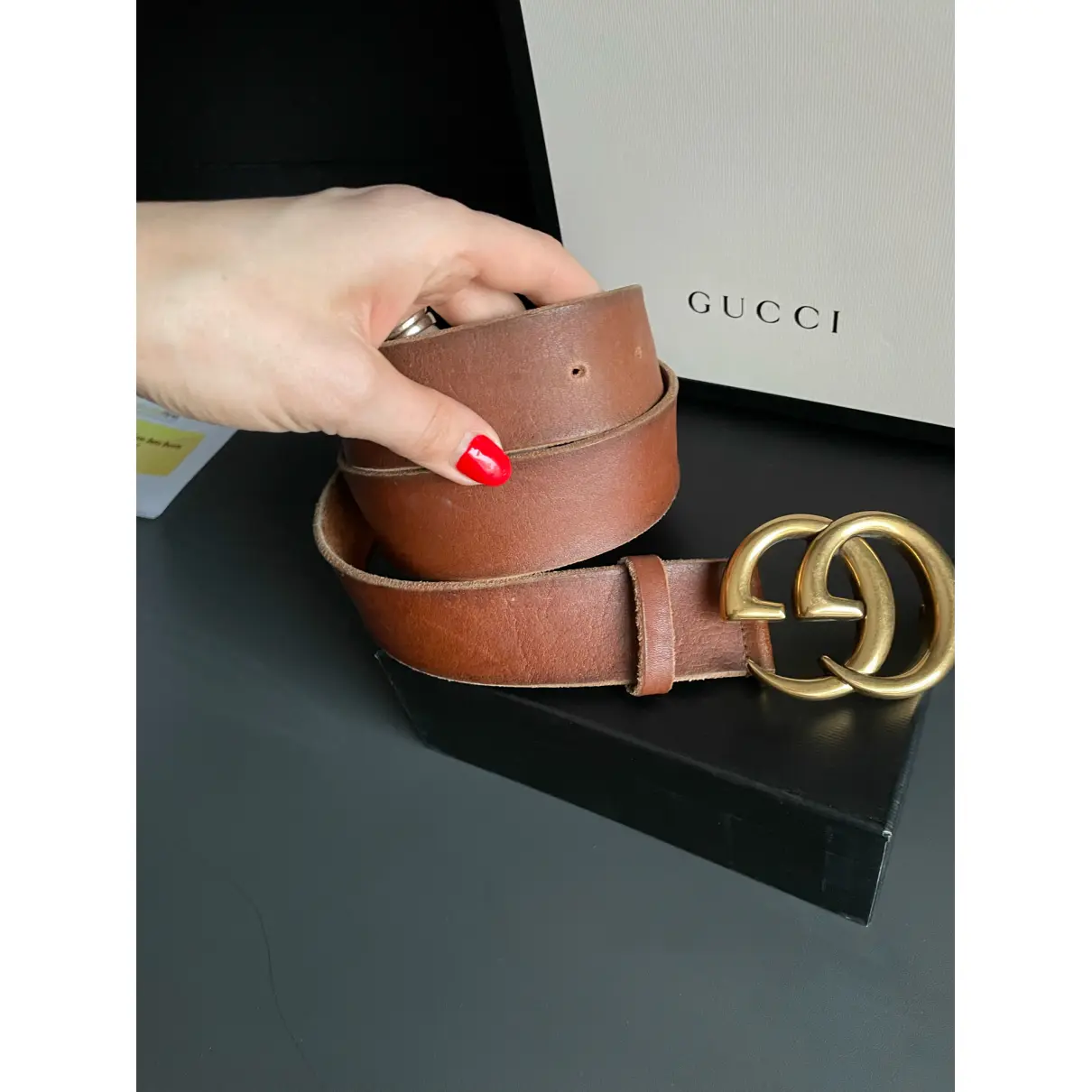 GG Buckle leather belt Gucci