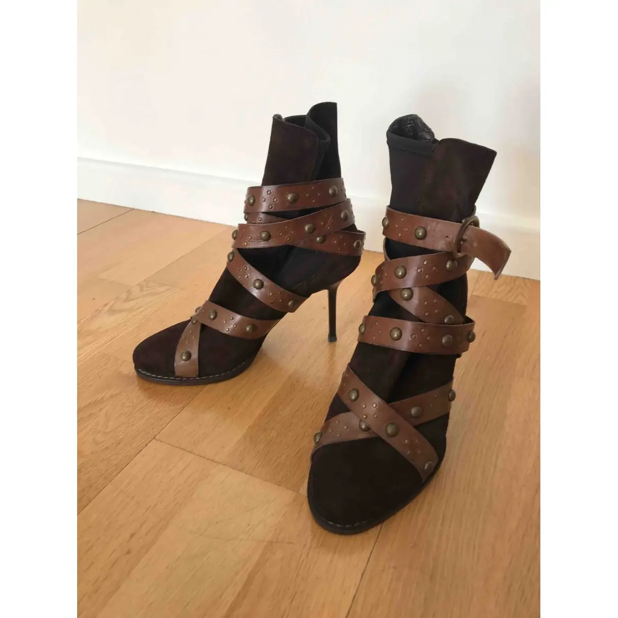 Gianmarco Lorenzi Leather buckled boots for sale