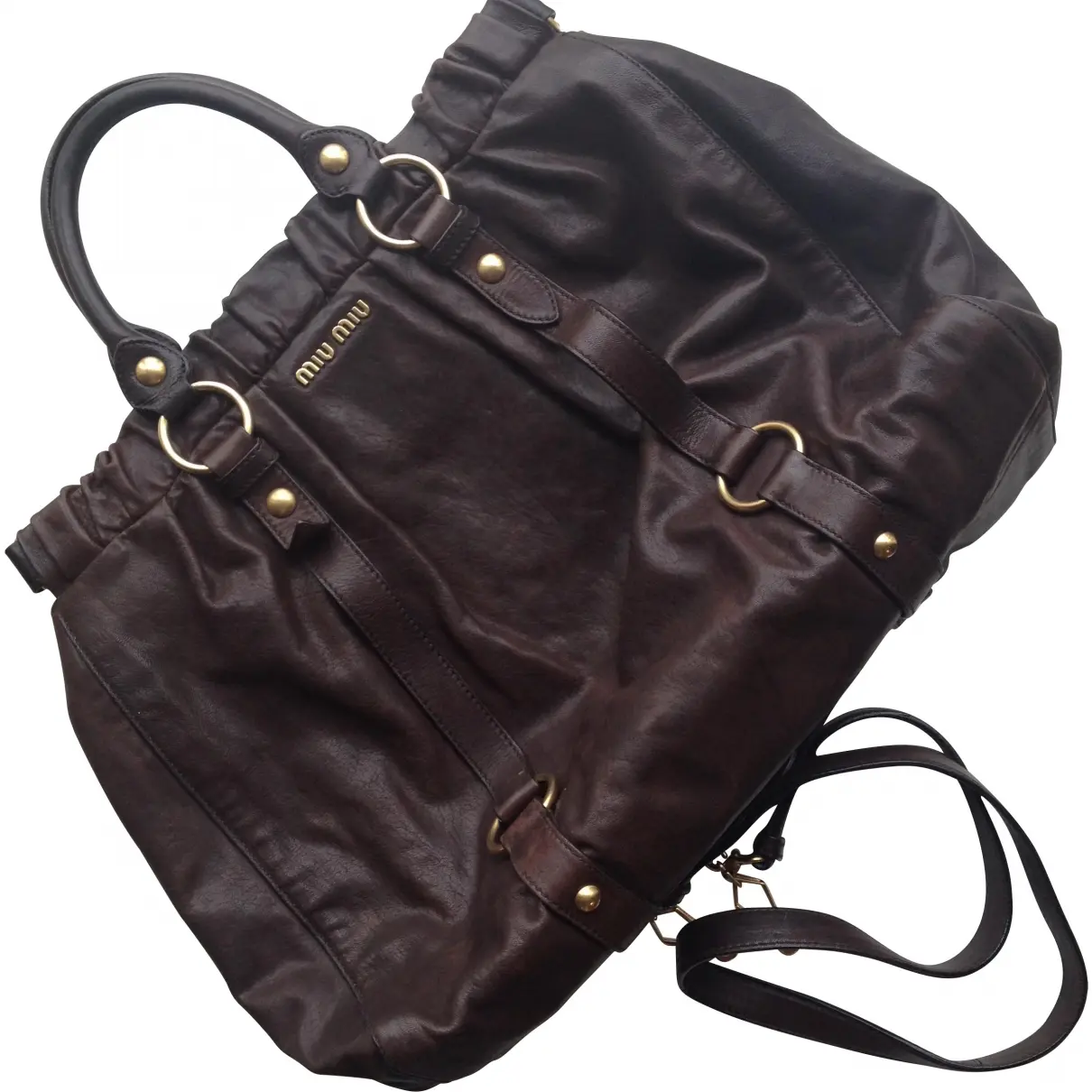 Brown Leather Handbag Miu Miu