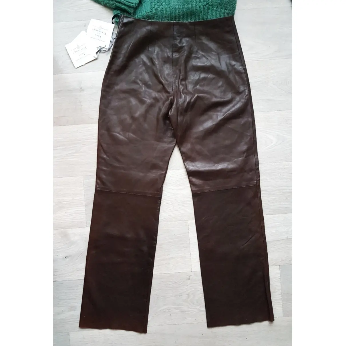 Inès De La Fressange Paris Leather straight pants for sale - Vintage