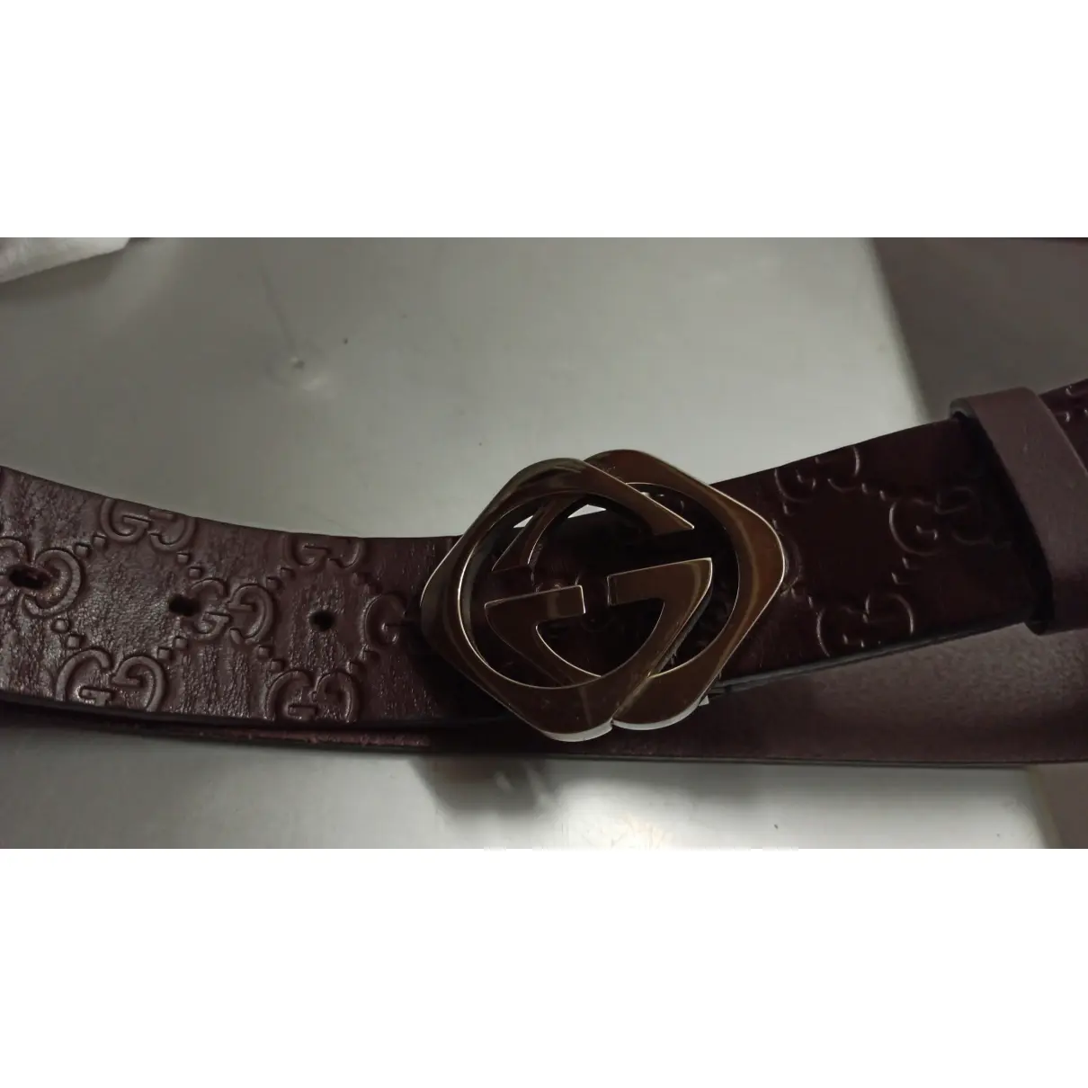 Buy Gucci Interlocking Buckle leather belt online