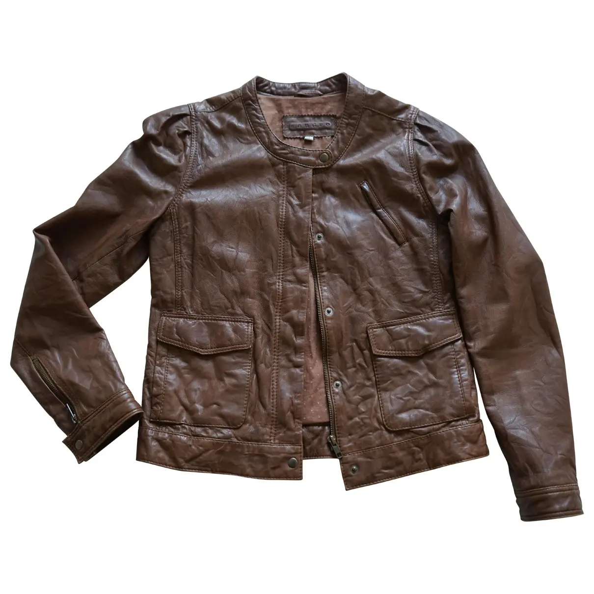 Brown Leather Jacket Sandro
