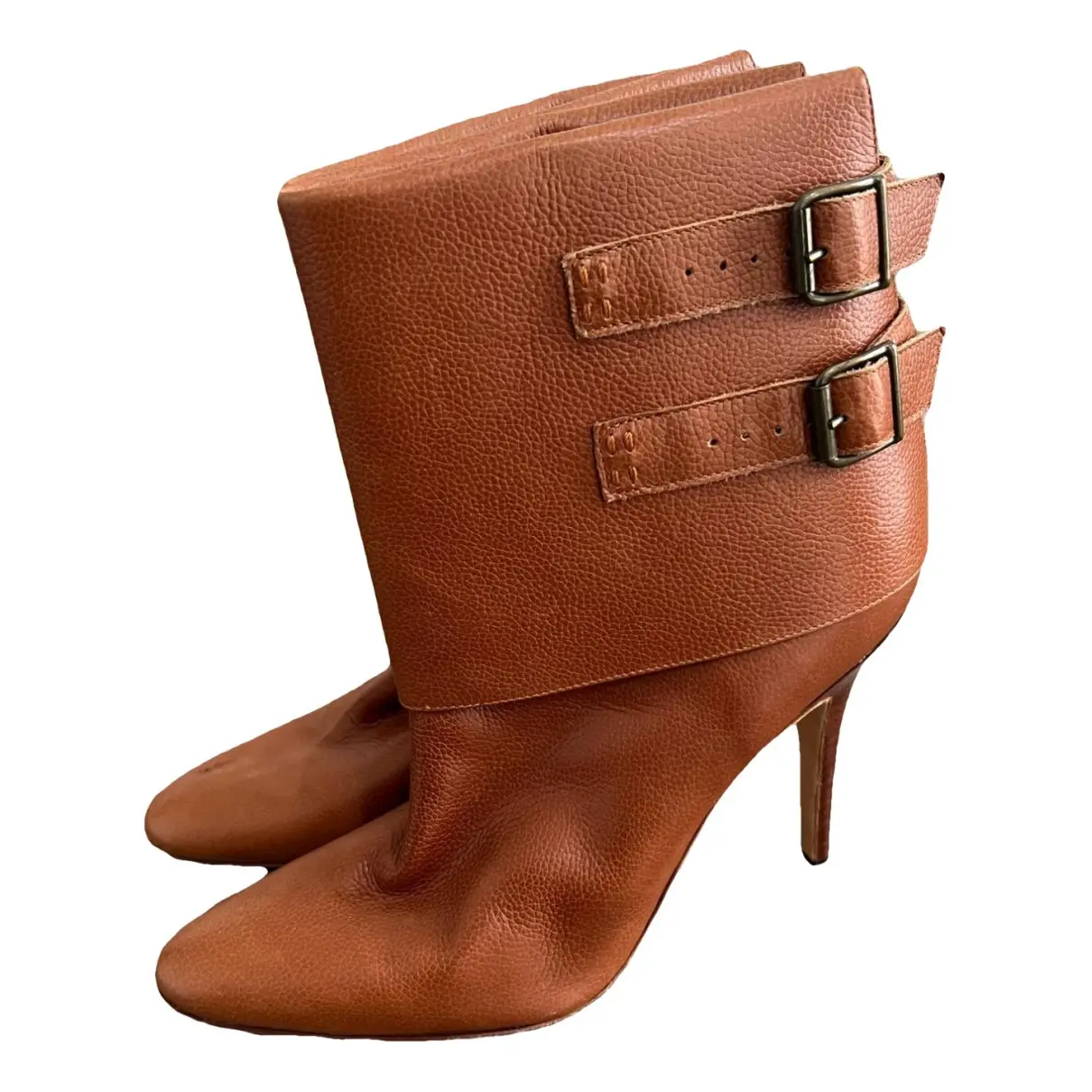 Leather buckled boots