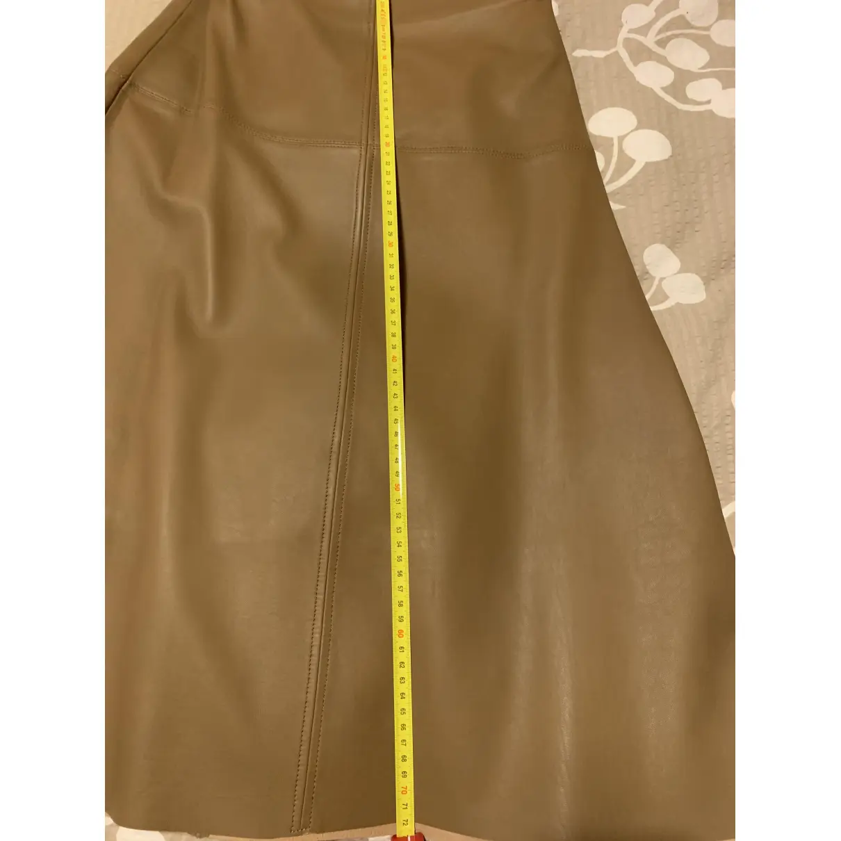 Leather mid-length skirt Massimo Dutti