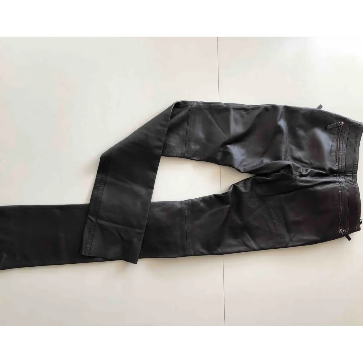 Max Mara Studio Leather straight pants for sale