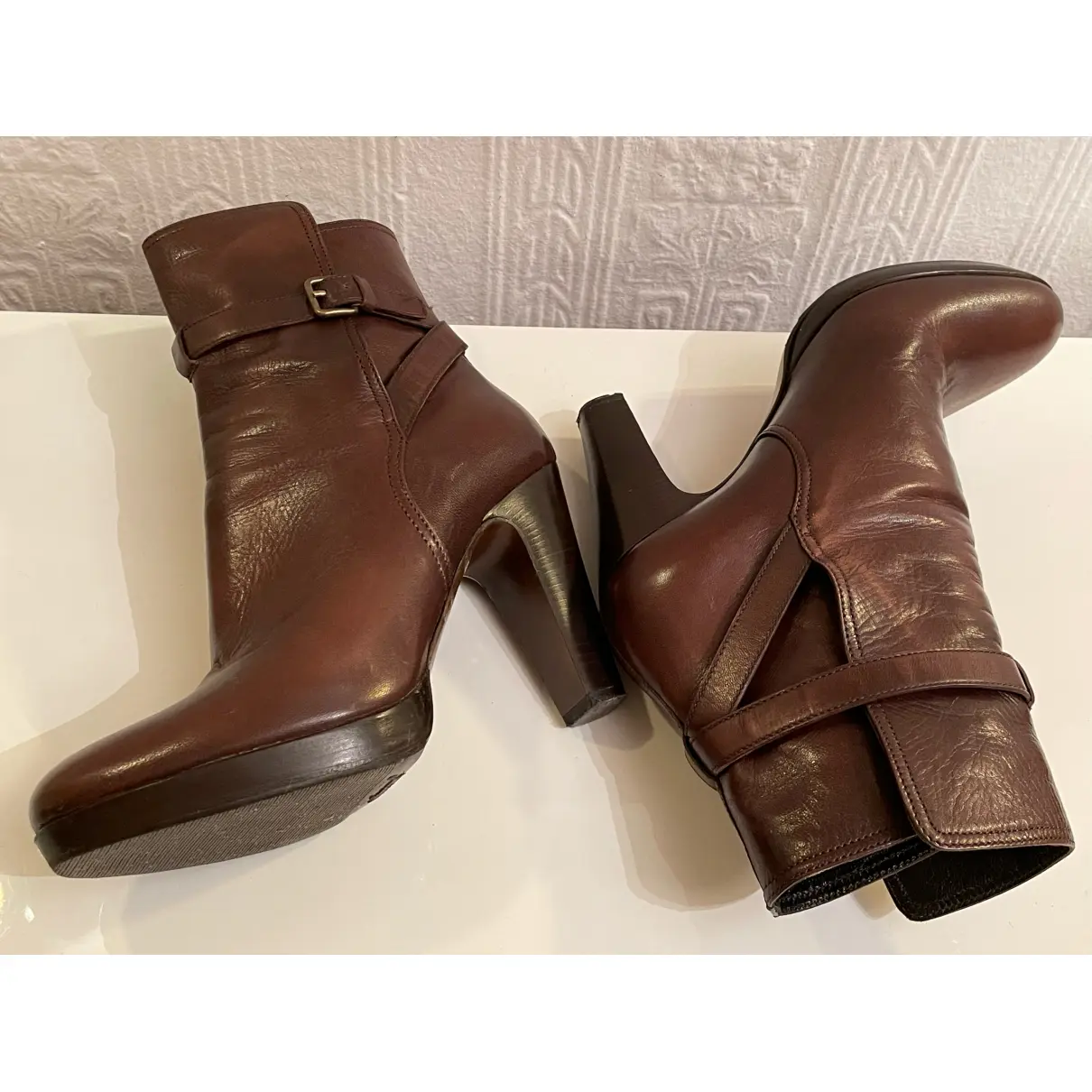 Leather buckled boots Miu Miu