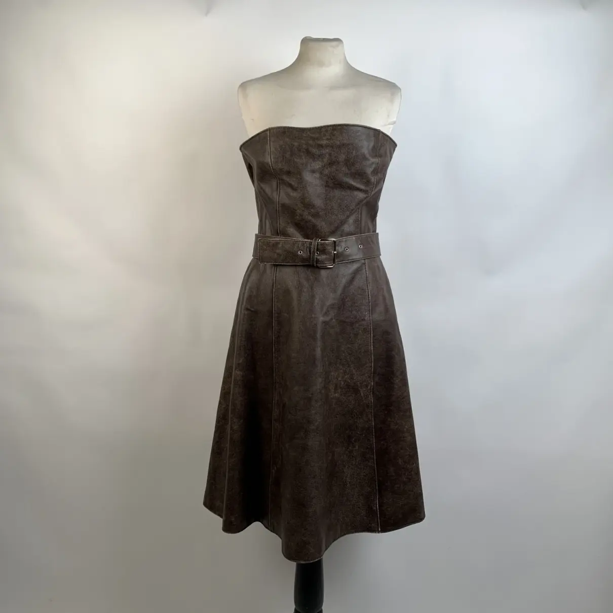 Leather mid-length dress Miu Miu - Vintage