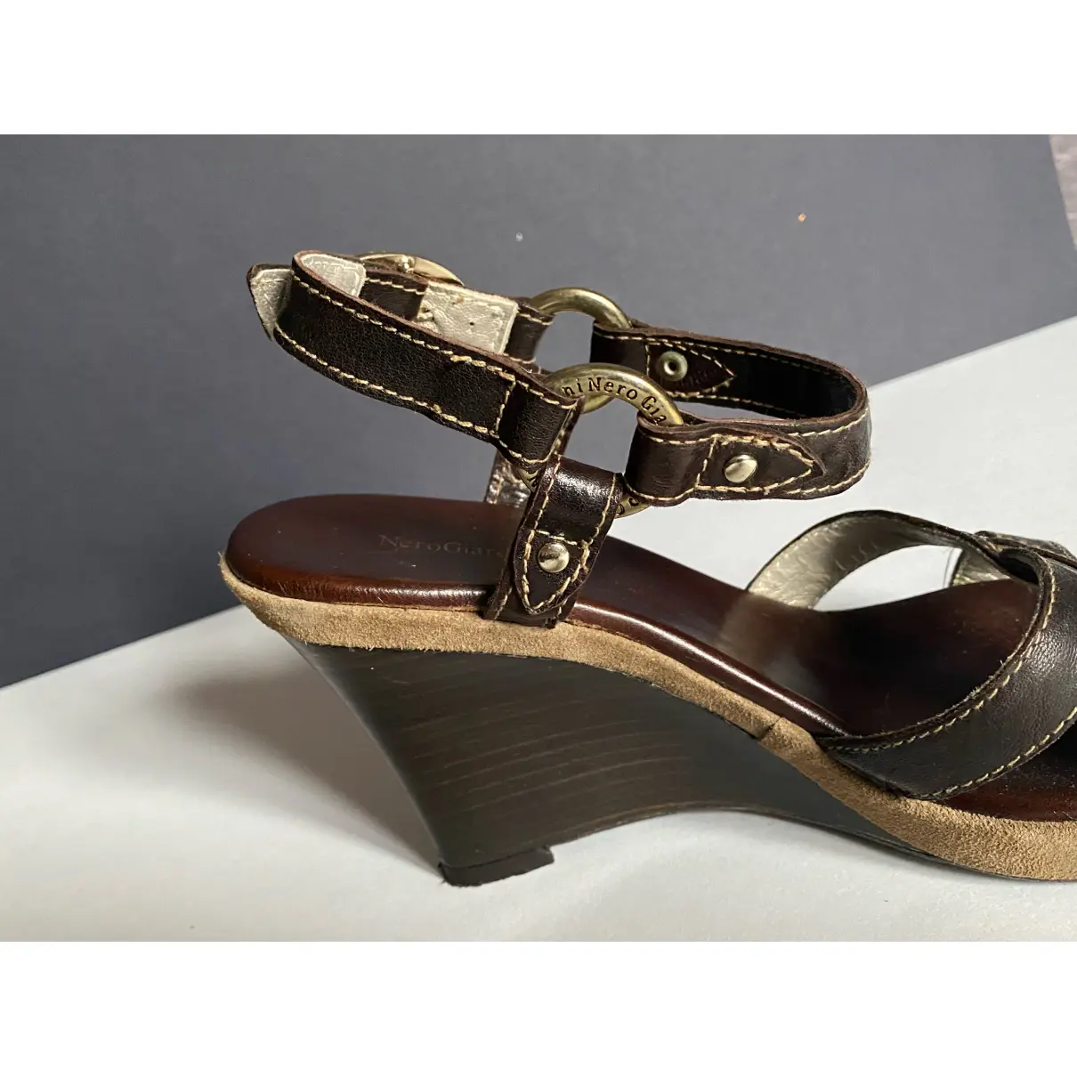 Leather sandals NERO GIARDINI