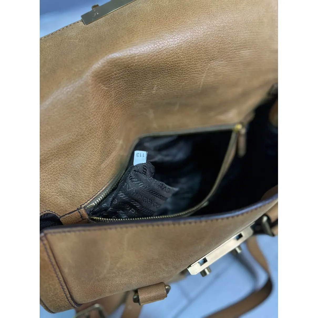 Ouverture leather satchel Prada