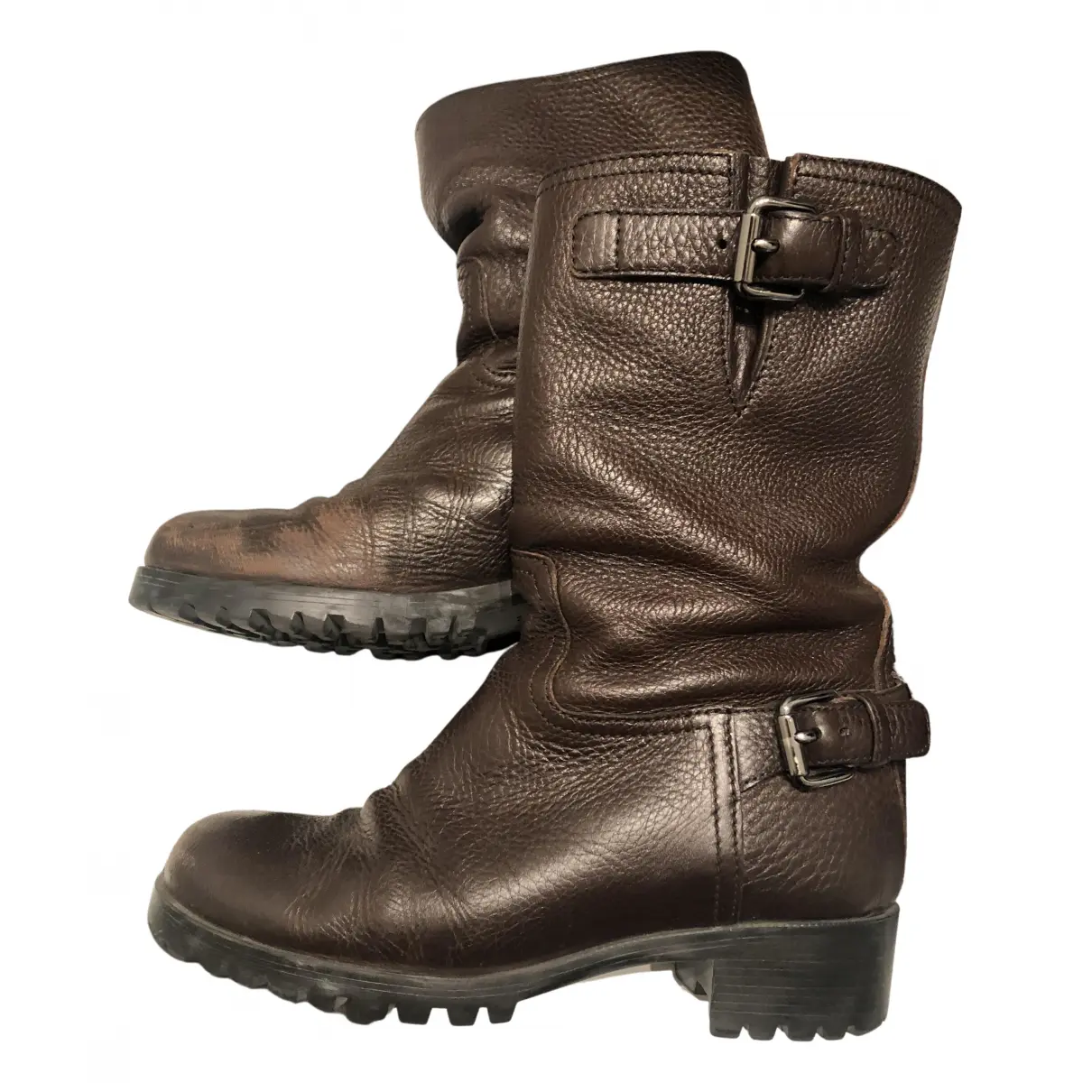 Leather biker boots Prada