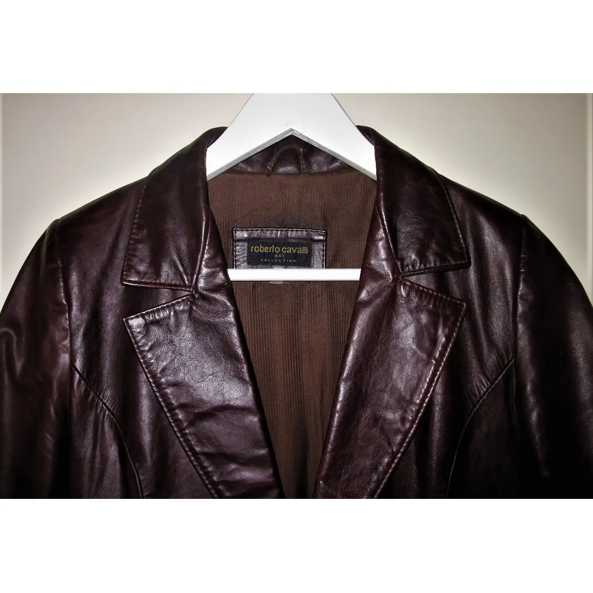 Leather biker jacket Roberto Cavalli - Vintage