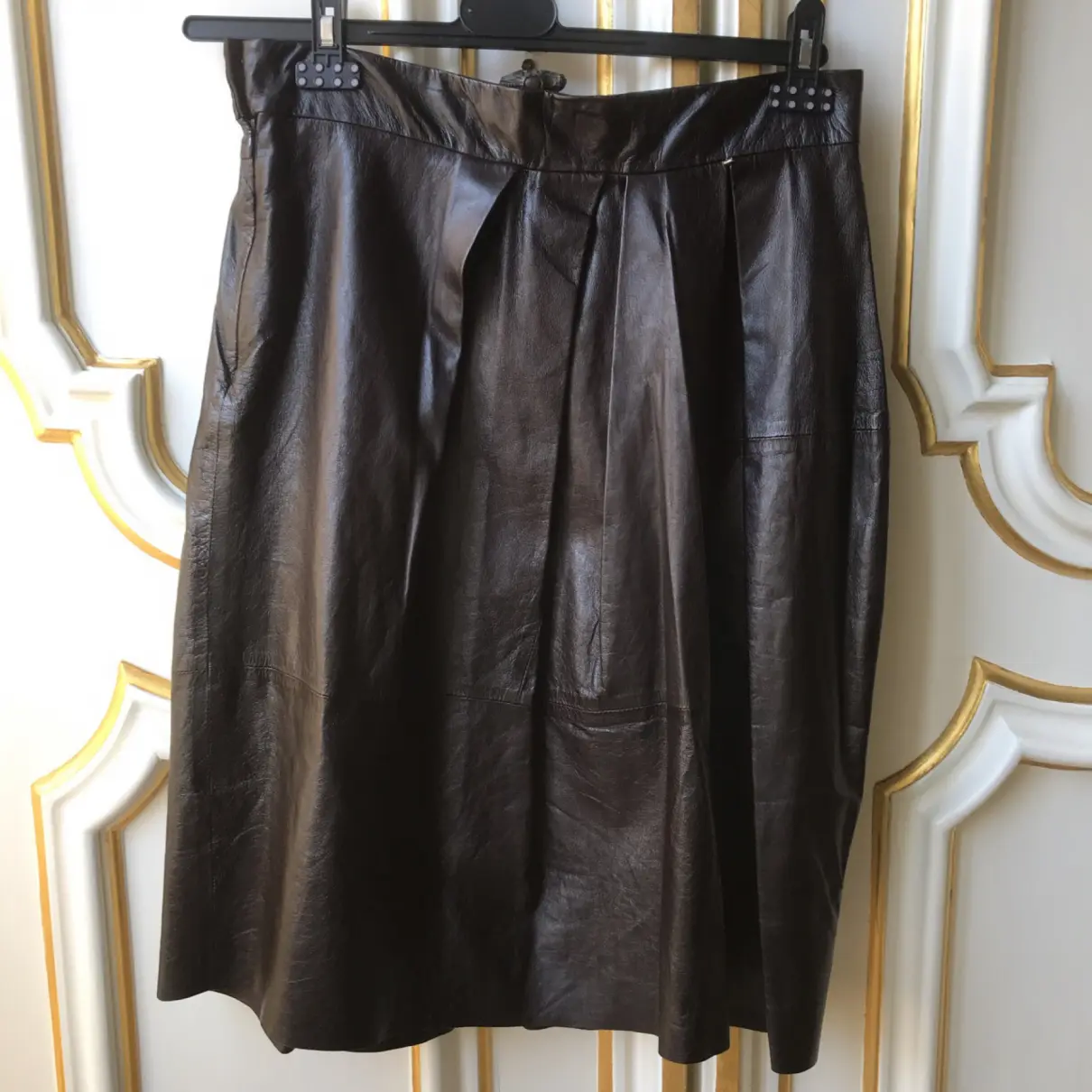 Buy Sportmax Leather mid-length skirt online