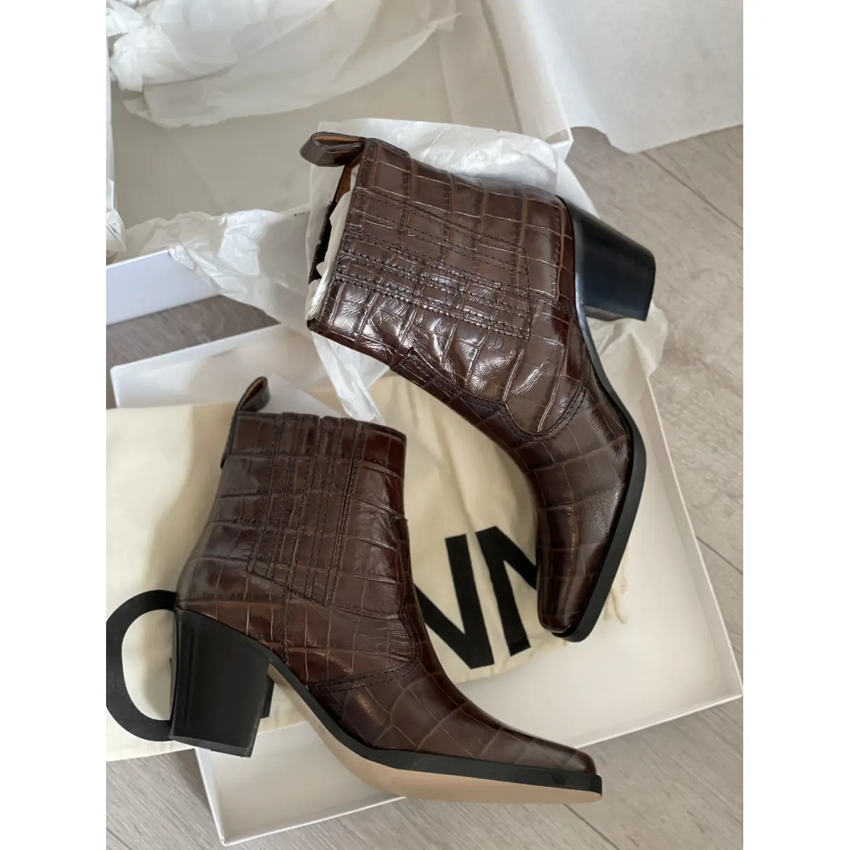 Spring Summer 2019 leather western boots Ganni