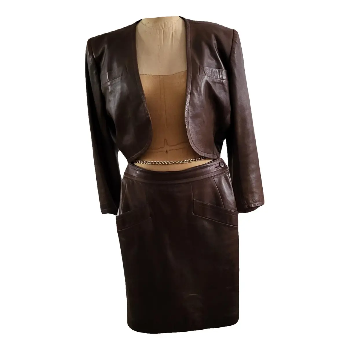 Leather skirt suit Yves Saint Laurent - Vintage