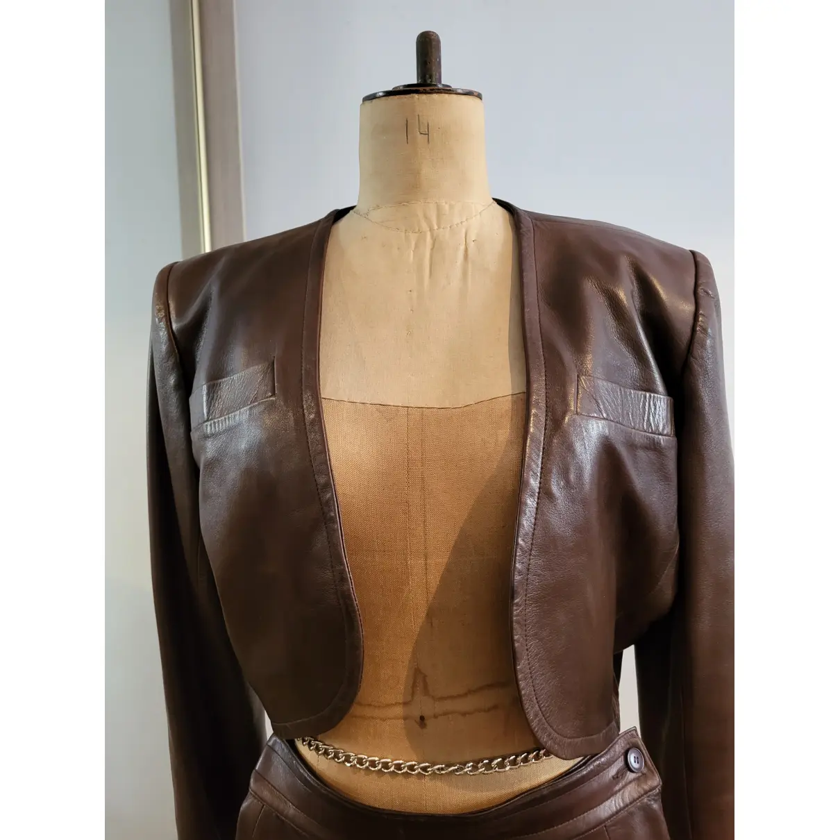 Leather skirt suit Yves Saint Laurent - Vintage