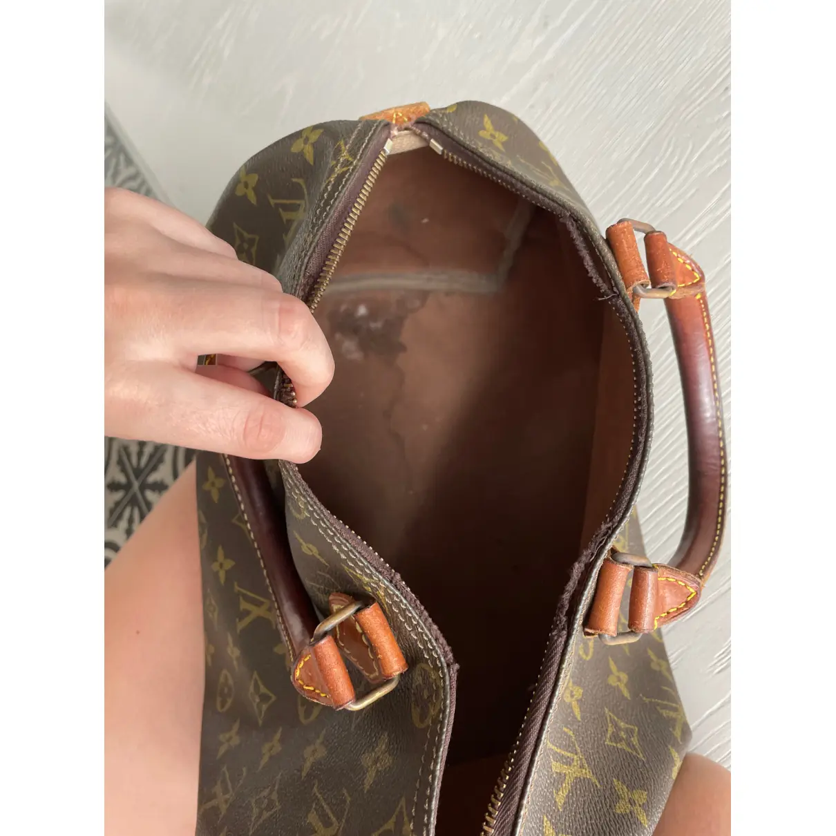 Speedy linen handbag Louis Vuitton - Vintage