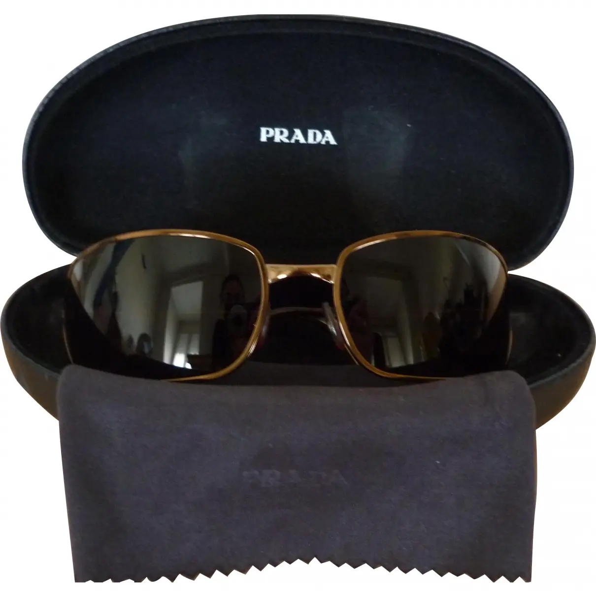 Brown Metal Sunglasses Prada