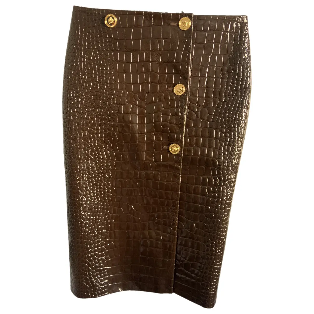 Patent leather mid-length skirt Versace