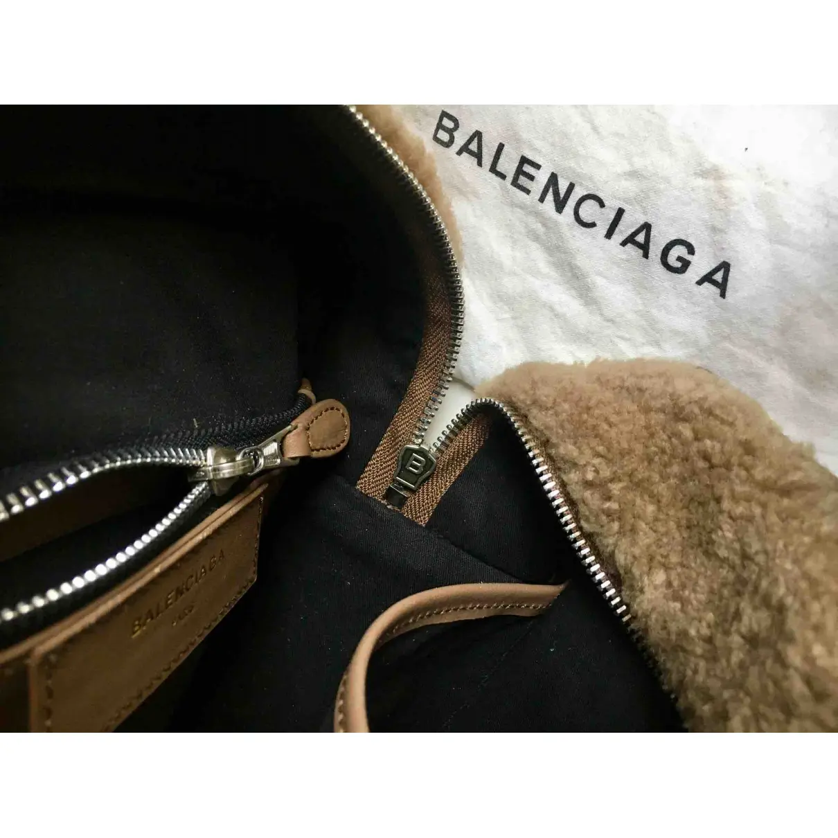 Bazar Bag shearling crossbody bag Balenciaga
