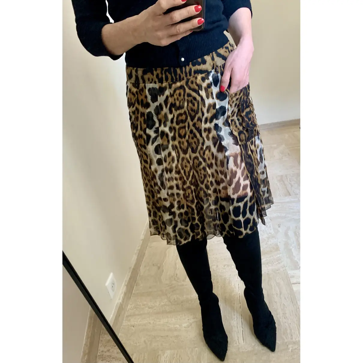 Buy Yves Saint Laurent Silk mid-length skirt online