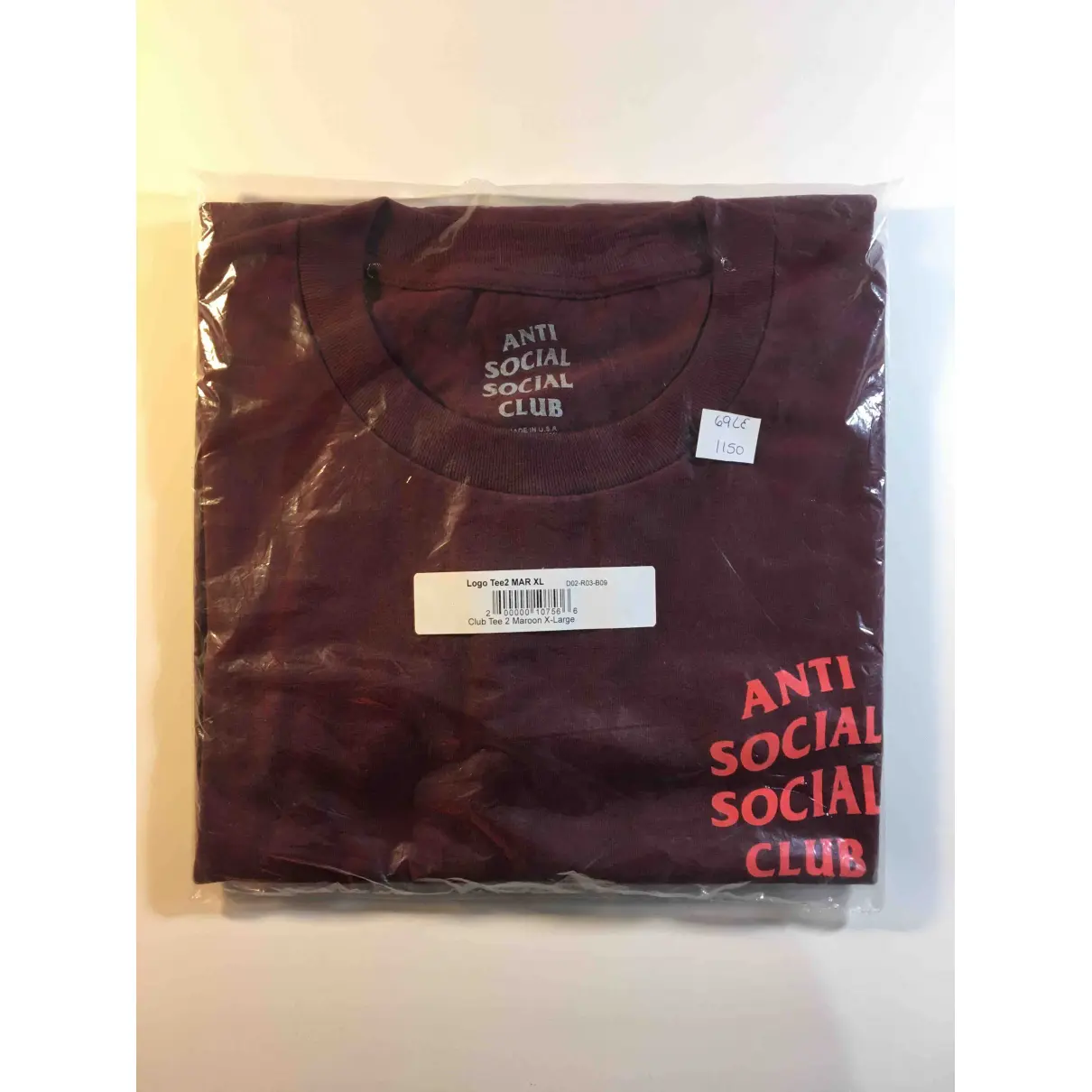 Burgundy Cotton T-shirt Anti Social Social Club