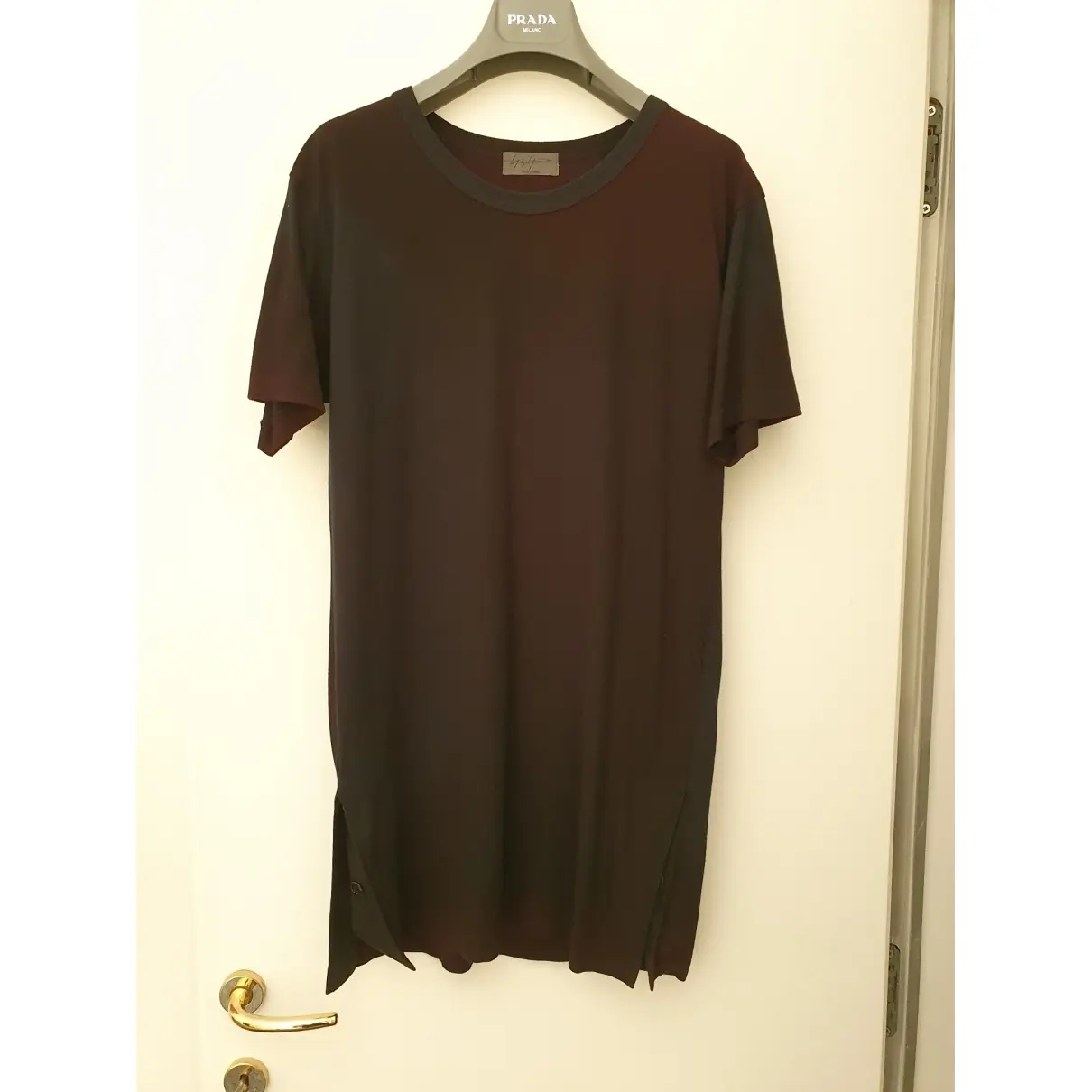 Buy Yohji Yamamoto Burgundy Cotton T-shirt online