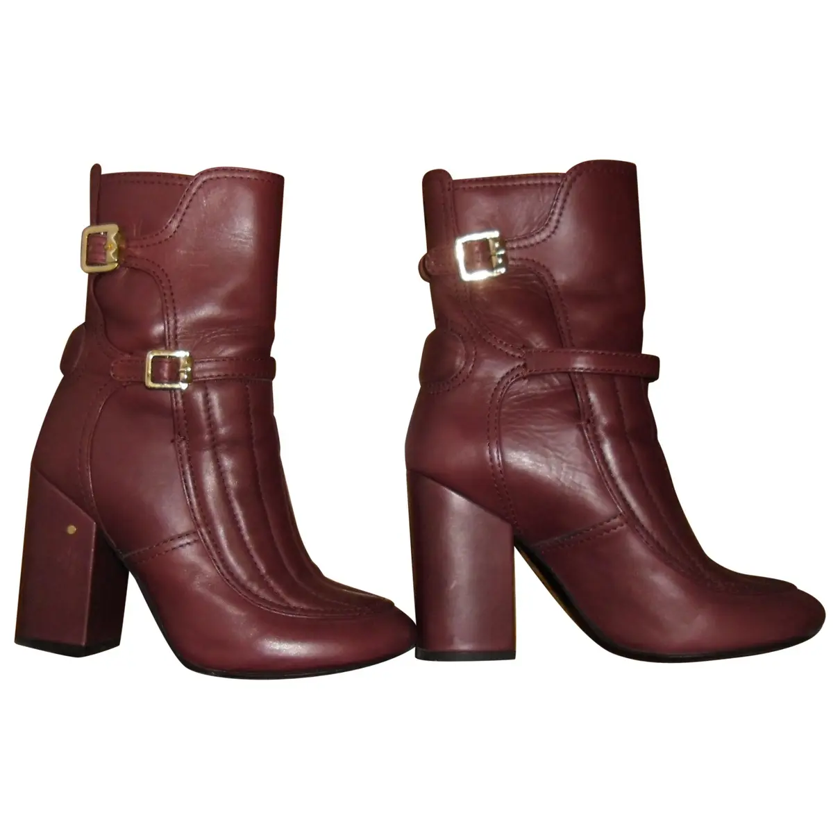 Burgundy Leather Ankle boots Laurence Dacade