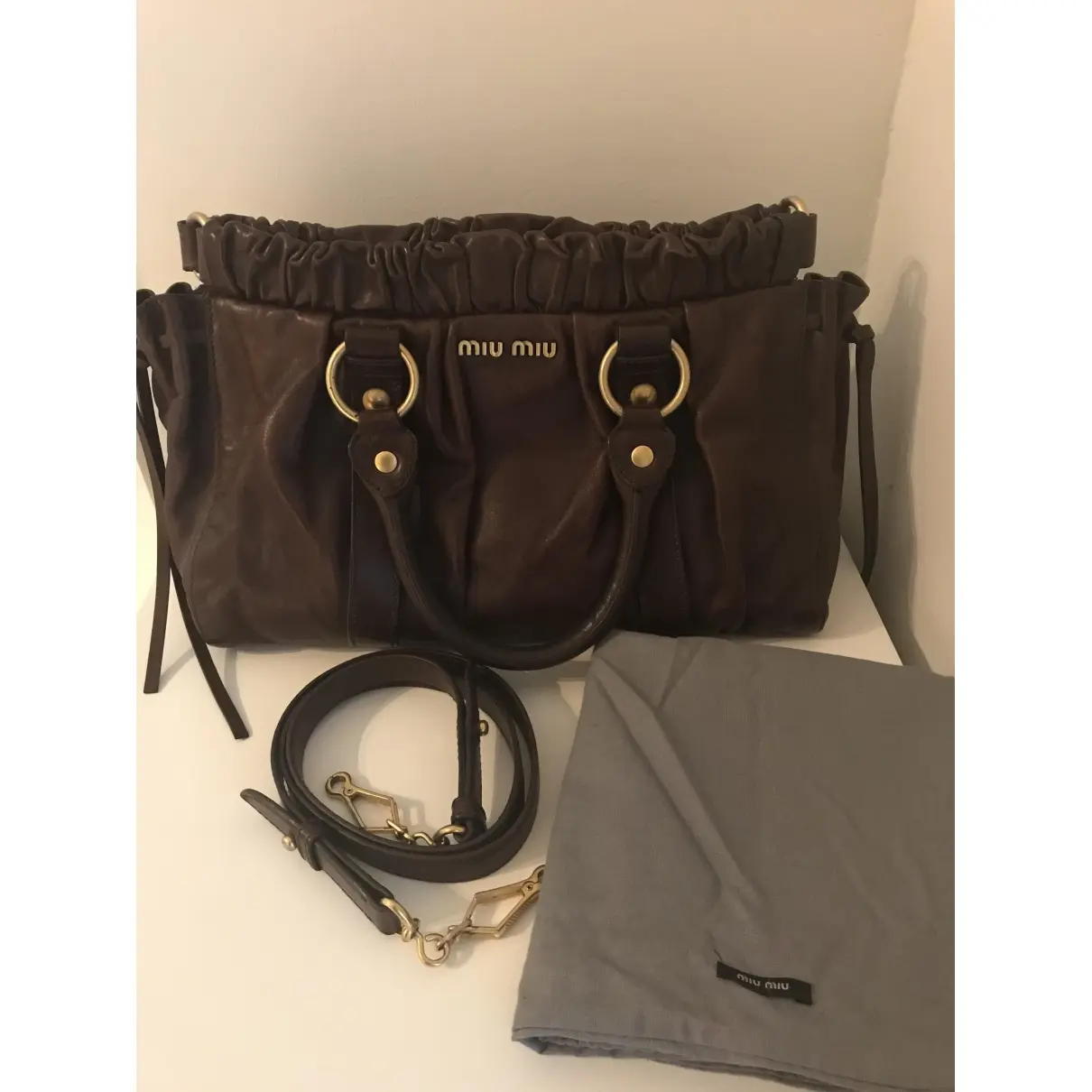 Vitello leather handbag Miu Miu