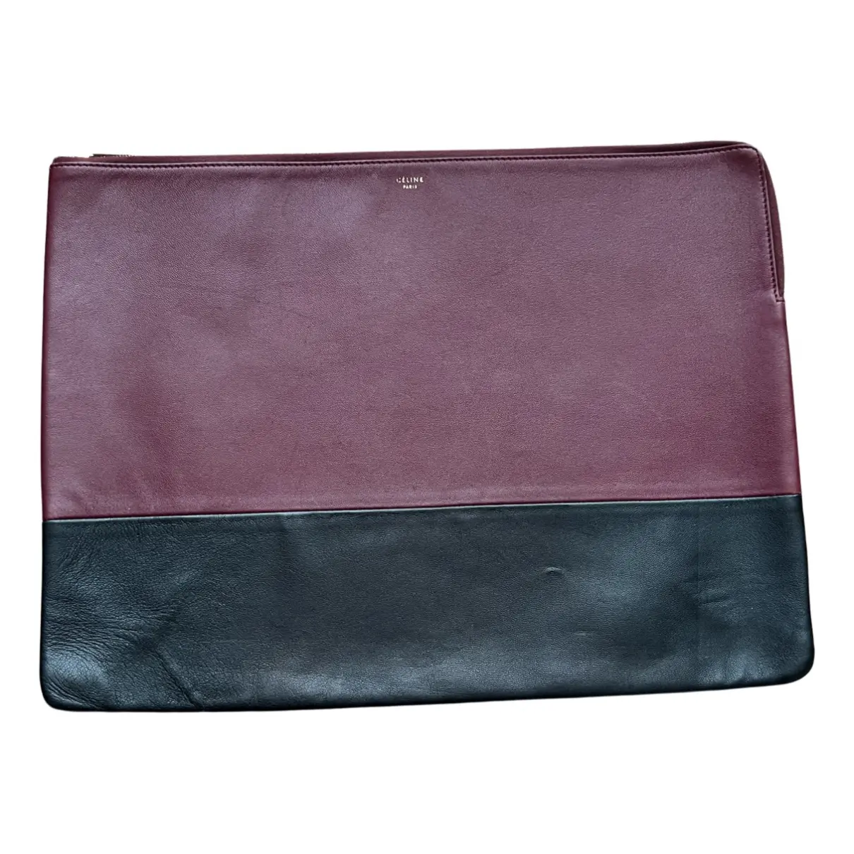 Cabas leather clutch bag