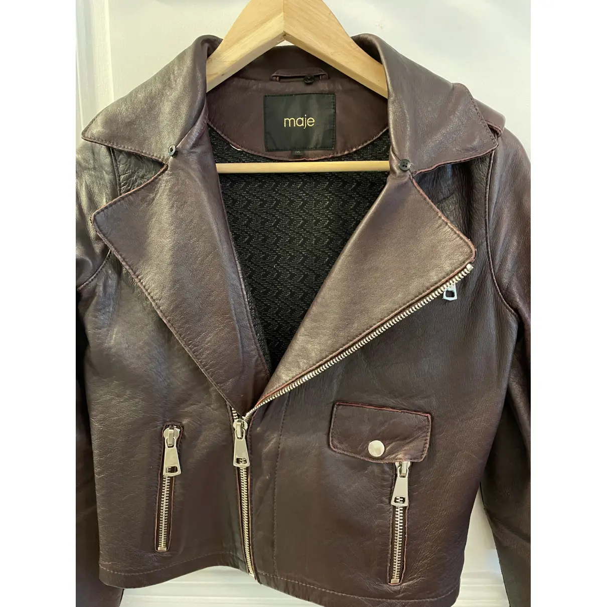Fall Winter 2019 leather biker jacket Maje